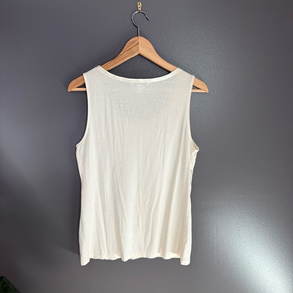 Banana Republic Women Cream Tank Top with Satin Collar Accent Size Medium - Picture 5 of 5